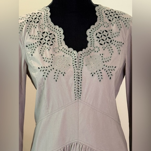 Women’s REBECCA TAYLOR LA VIE Olive green embroidered poplin dress- Size Medium - Picture 4 of 10